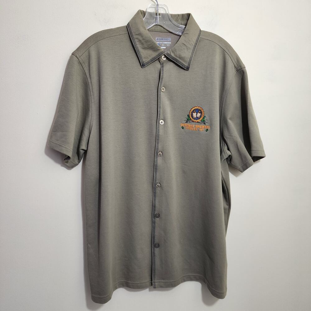 Zorrel dirtbag brewing embroidered short sleeve button front shirt men's size XL